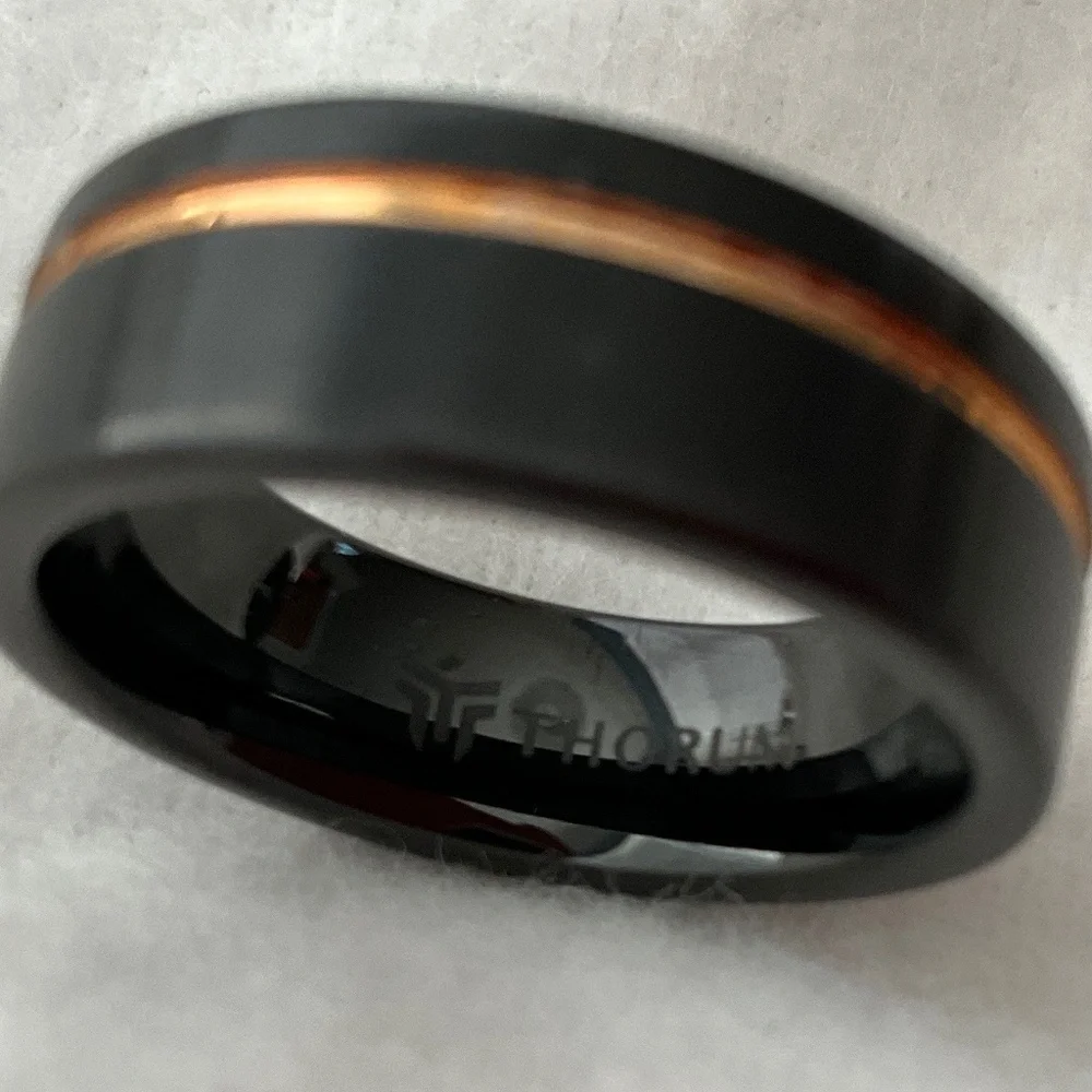 THORUM Minimalist Black Tungsten Gold Band Ring Size 11